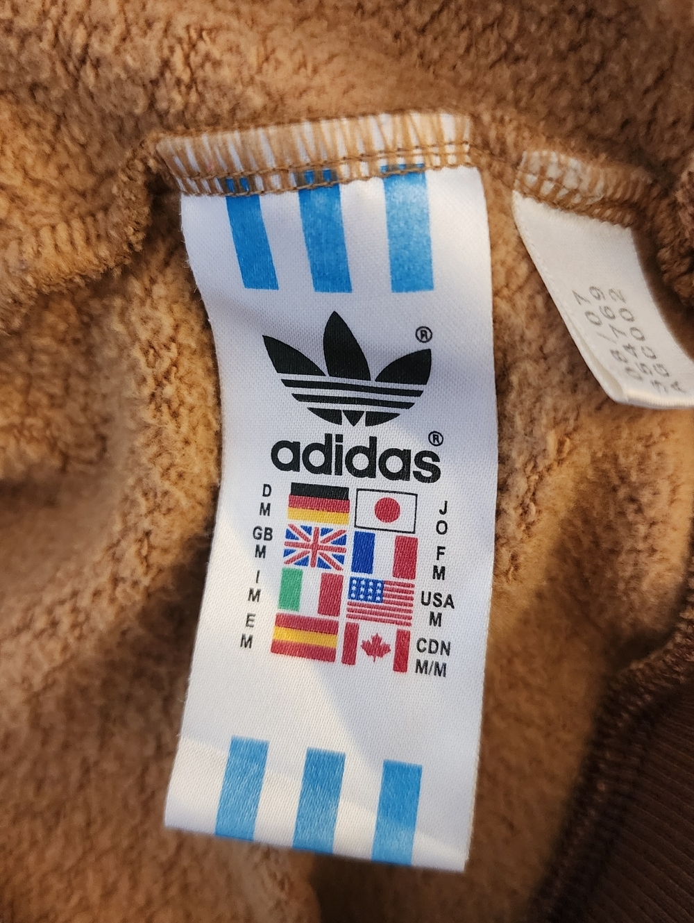 adidas Brown Patterned Fleece-Lined Zip Hoodie Jacket - Picture 6 of 7